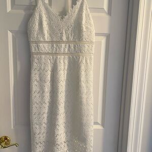 Soprano White Sheath Midi Dress Sleeveless V-Neck